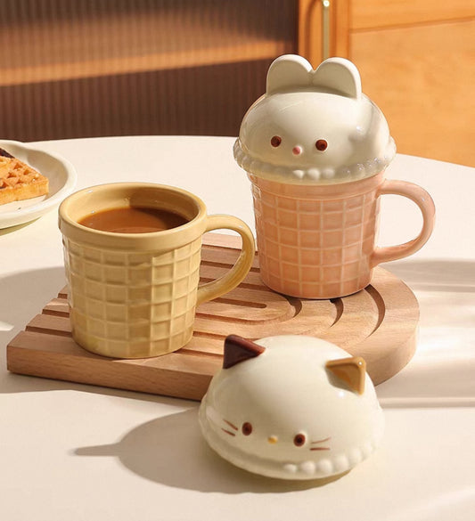 Bunny Ice Cream Cone Ceramic Mug