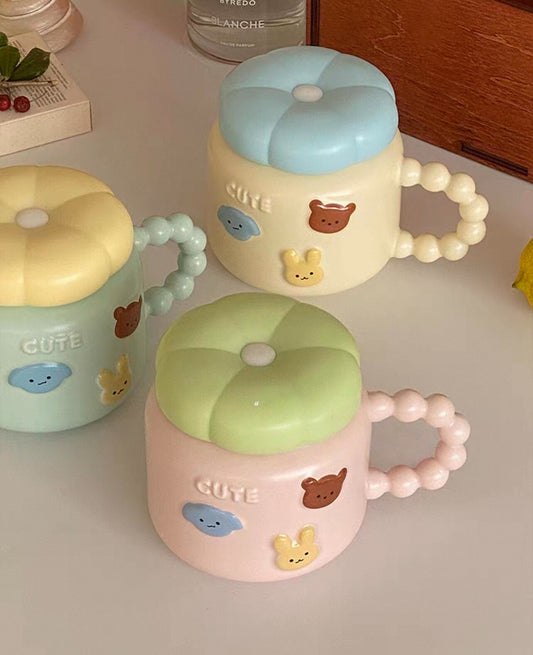 Animal Ceramic Mug with Twist Lid