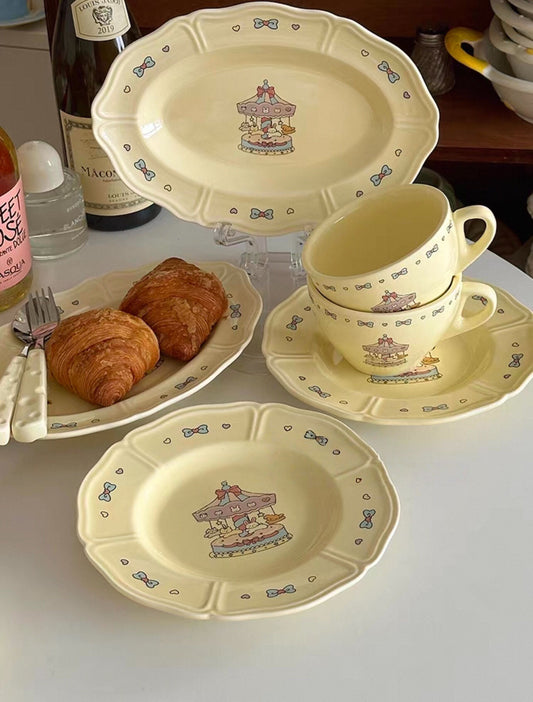 Cream Carousel Ceramic Plate