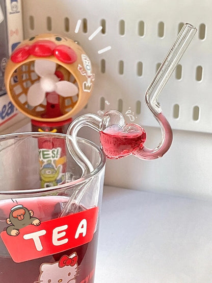 Heart-Shaped Glass Straw