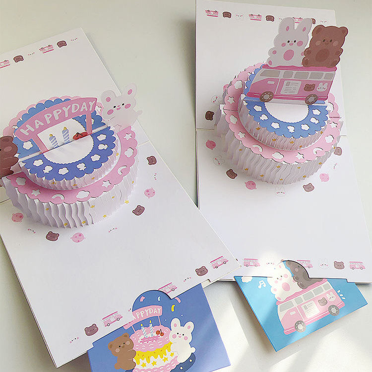 Bunny & Bear 3D Birthday Card Set