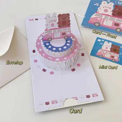Bunny & Bear 3D Birthday Card Set