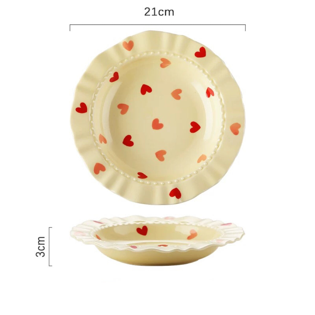 Cream Love Ceramic Plates