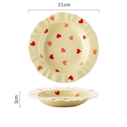 Cream Love Ceramic Plates
