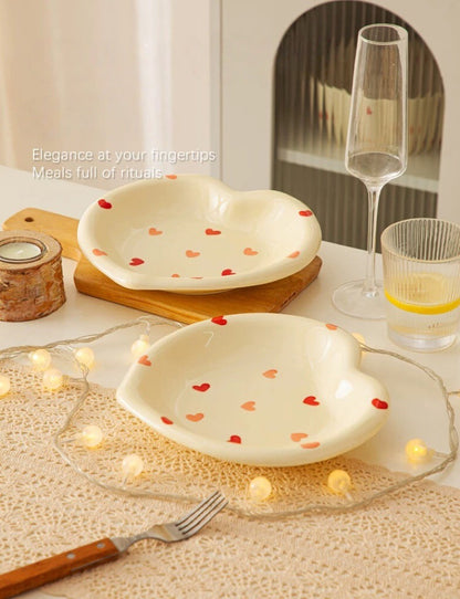 Cream Love Ceramic Plates