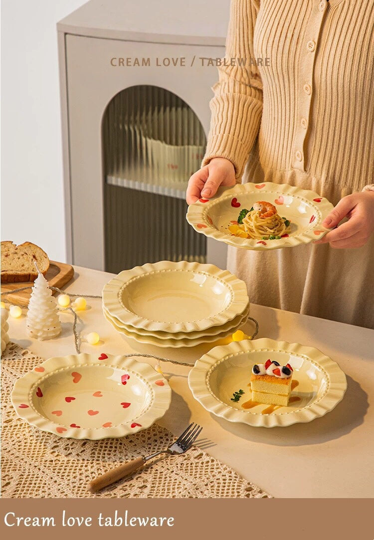 Cream Love Ceramic Plates