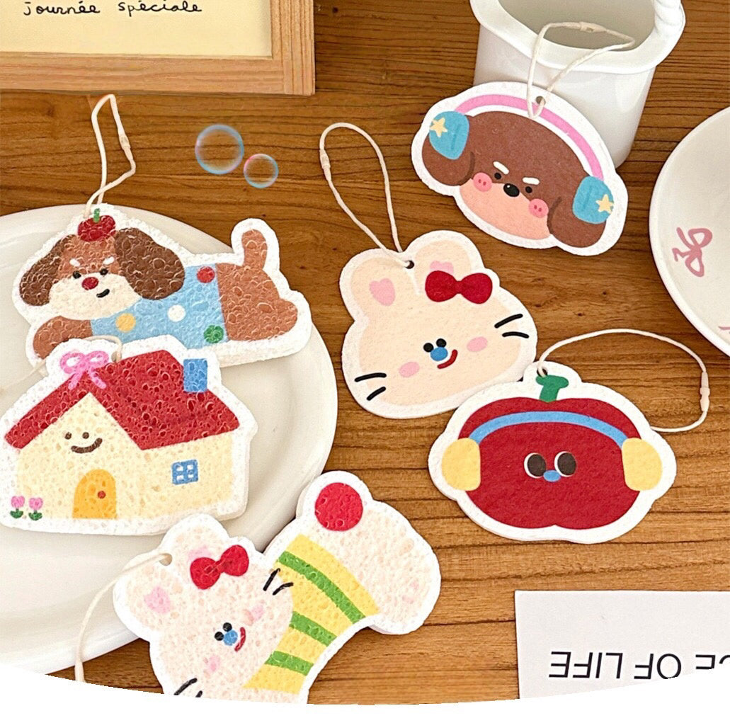 Cartoon Wood Pulp Sponge Wipe