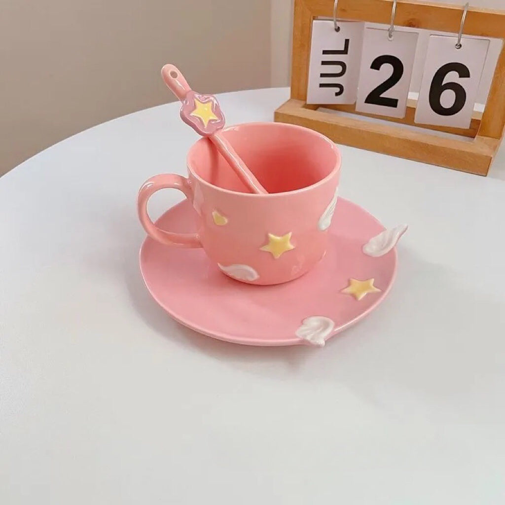 Star & Moon Ceramic Cup and Plate Set ☪️✨🌛