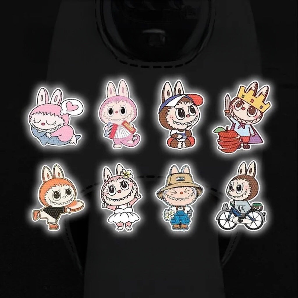 Labubu Reflective Car Sticker Set (8-Pack) -- 7