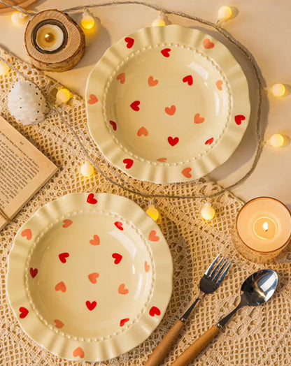 Cream Love Ceramic Plates