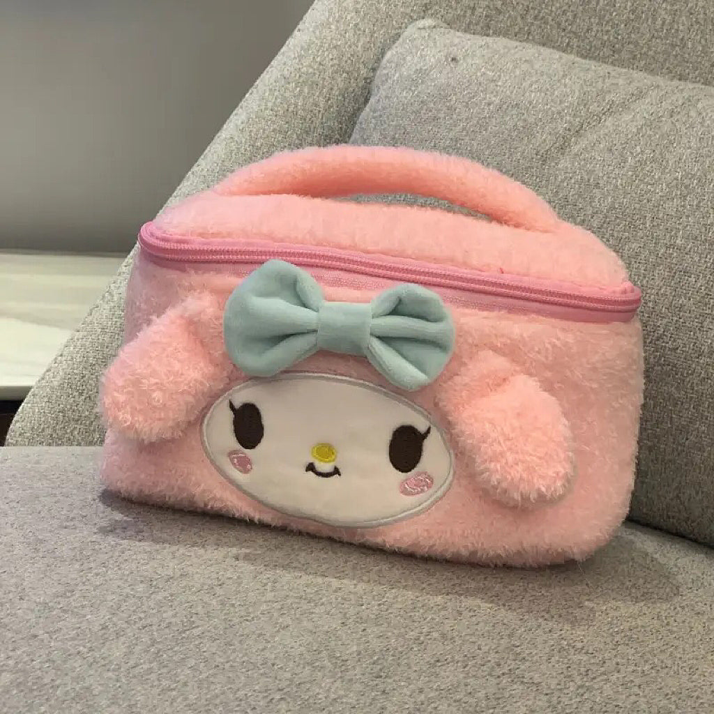 My Melody & Cinnamoroll Plush Cosmetic Bag