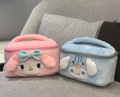 My Melody & Cinnamoroll Plush Cosmetic Bag