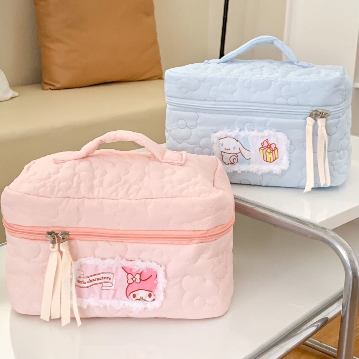 Quilted Cotton Cosmetic Bag