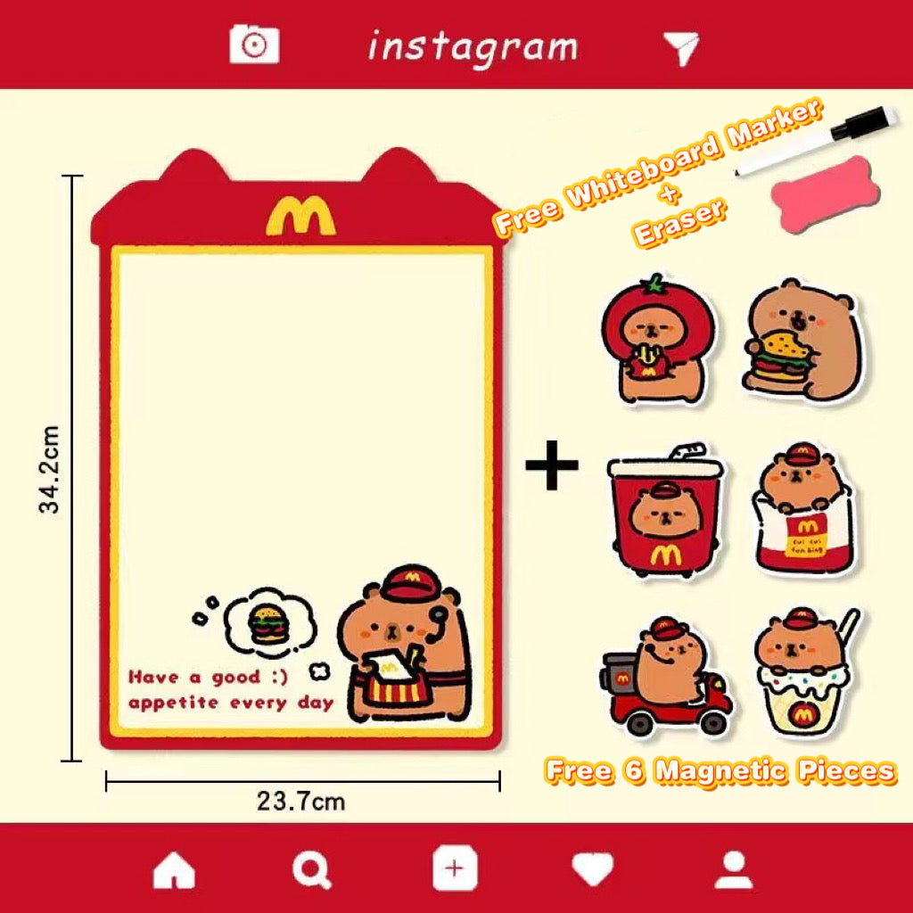 McStyle Capybara Magnetic Whiteboard Fridge Memo Board