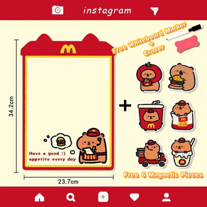 McStyle Capybara Magnetic Whiteboard Fridge Memo Board