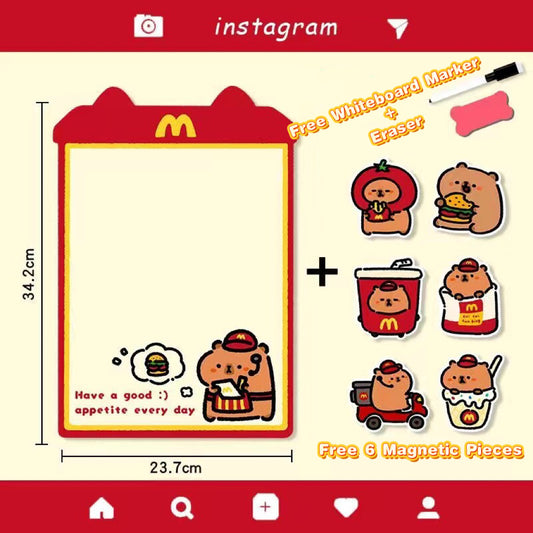 McStyle Capybara Magnetic Whiteboard Fridge Memo Board