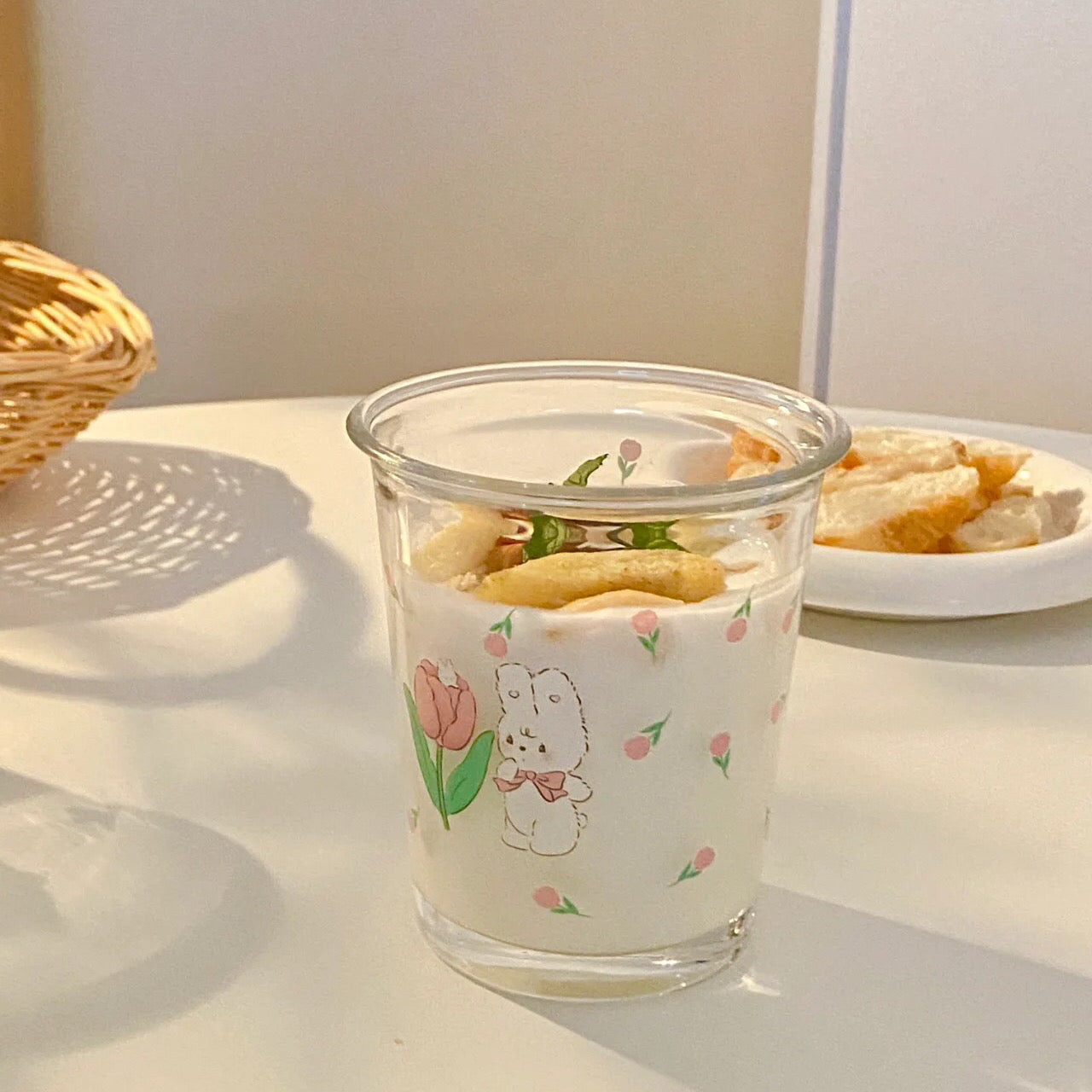 Tulip Bunny Glass Cup