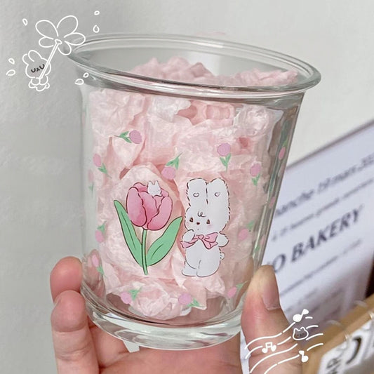 Tulip Bunny Glass Cup