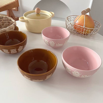 Embossed Bear Ceramic Bowl