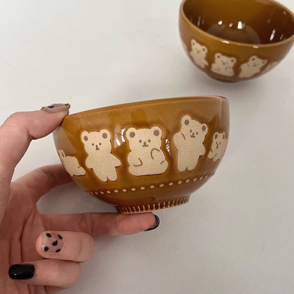 Embossed Bear Ceramic Bowl