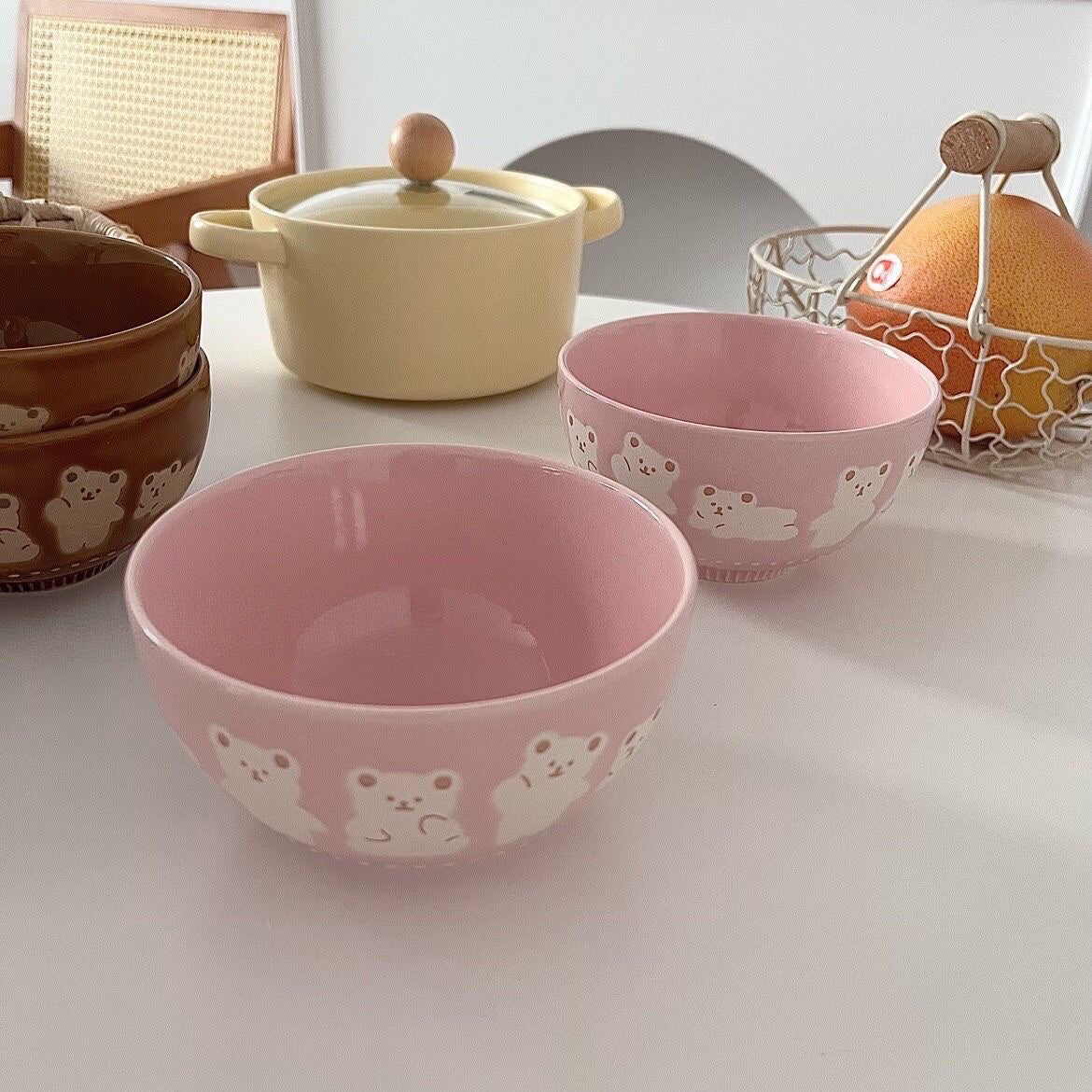 Embossed Bear Ceramic Bowl