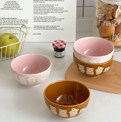 Embossed Bear Ceramic Bowl