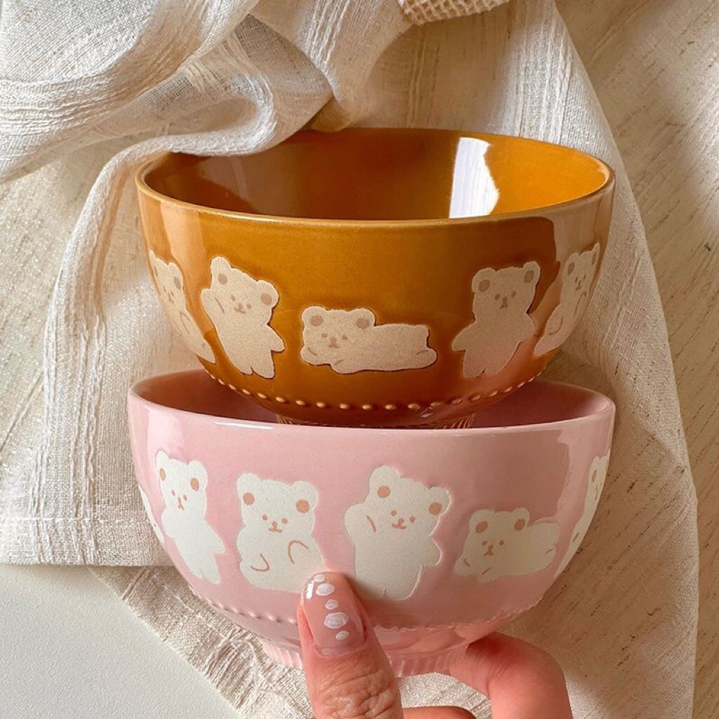 Embossed Bear Ceramic Bowl