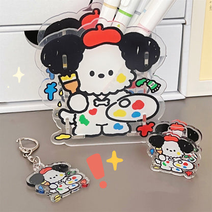 Artist Puppy Acrylic Stationery — Transparent Pen Holder / PP Folder / Keychain
