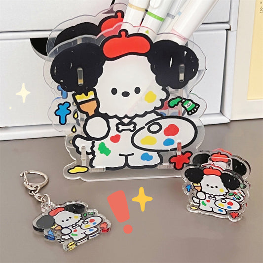 Artist Puppy Acrylic Stationery — Transparent Pen Holder / PP Folder / Keychain