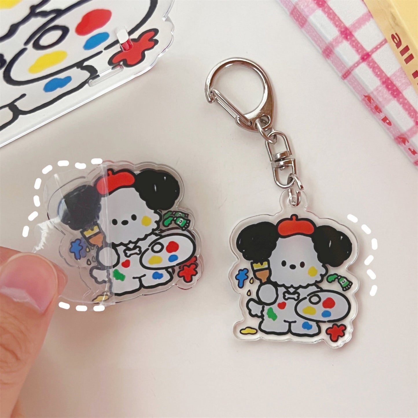 Artist Puppy Acrylic Stationery — Transparent Pen Holder / PP Folder / Keychain