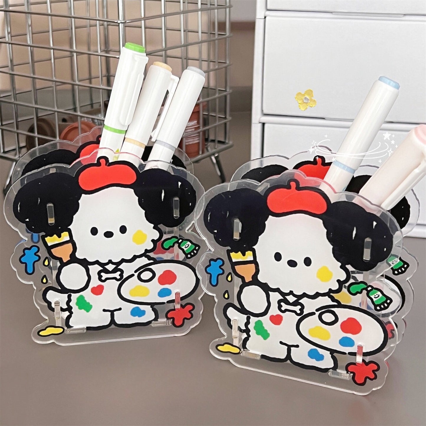 Artist Puppy Acrylic Stationery — Transparent Pen Holder / PP Folder / Keychain