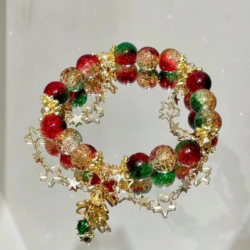 Christmas Glass Beaded Bracelet — Color-Contrast Holiday Design 🎄✨