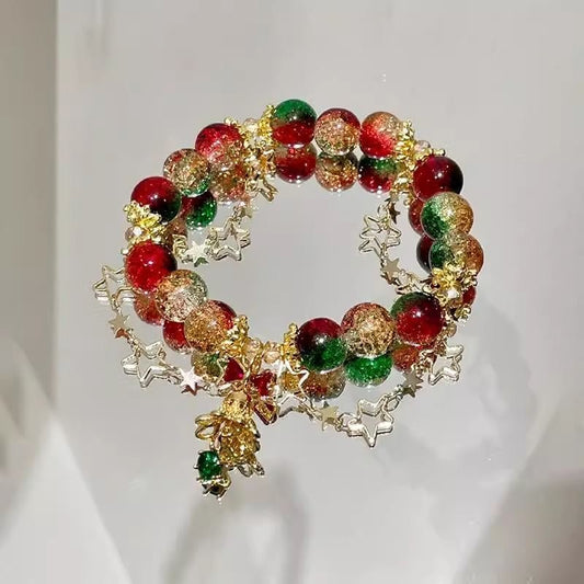 Christmas Glass Beaded Bracelet — Color-Contrast Holiday Design 🎄✨