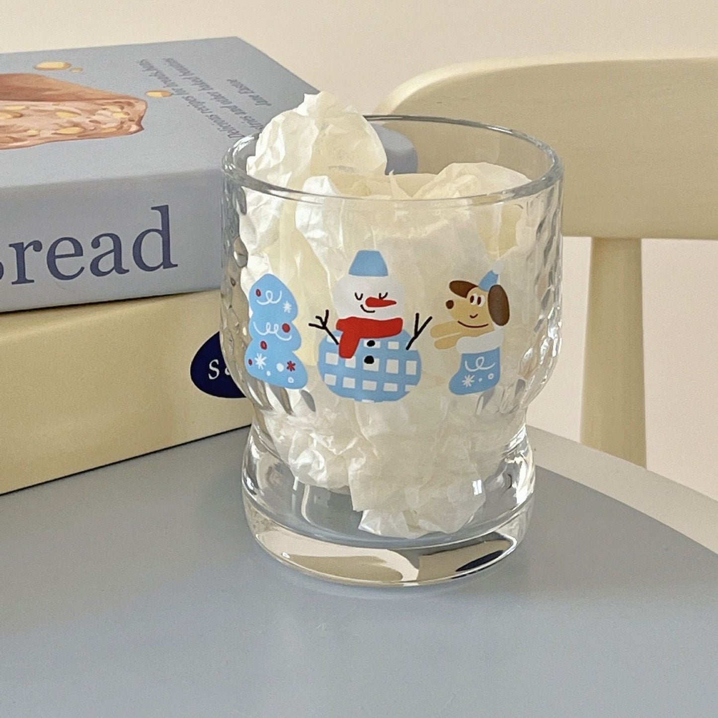 Snowman Frosted Glass Cup — Blue Winter Design ❄️☃️