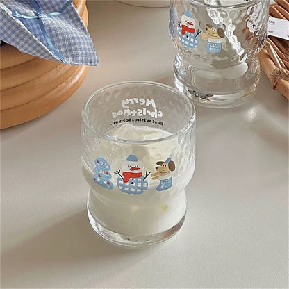 Snowman Frosted Glass Cup — Blue Winter Design ❄️☃️