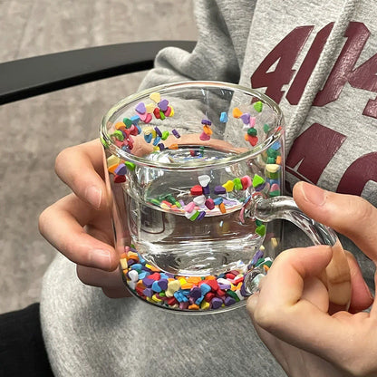 Flowing Heart Double-Layer Glass Cup