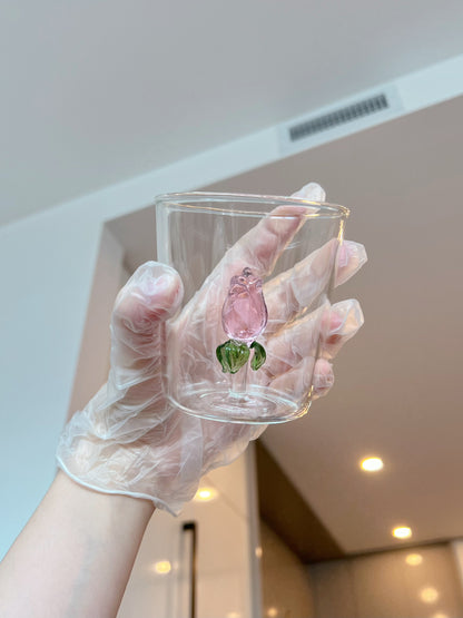 3D Rose Heat-Resistant Glass Cup