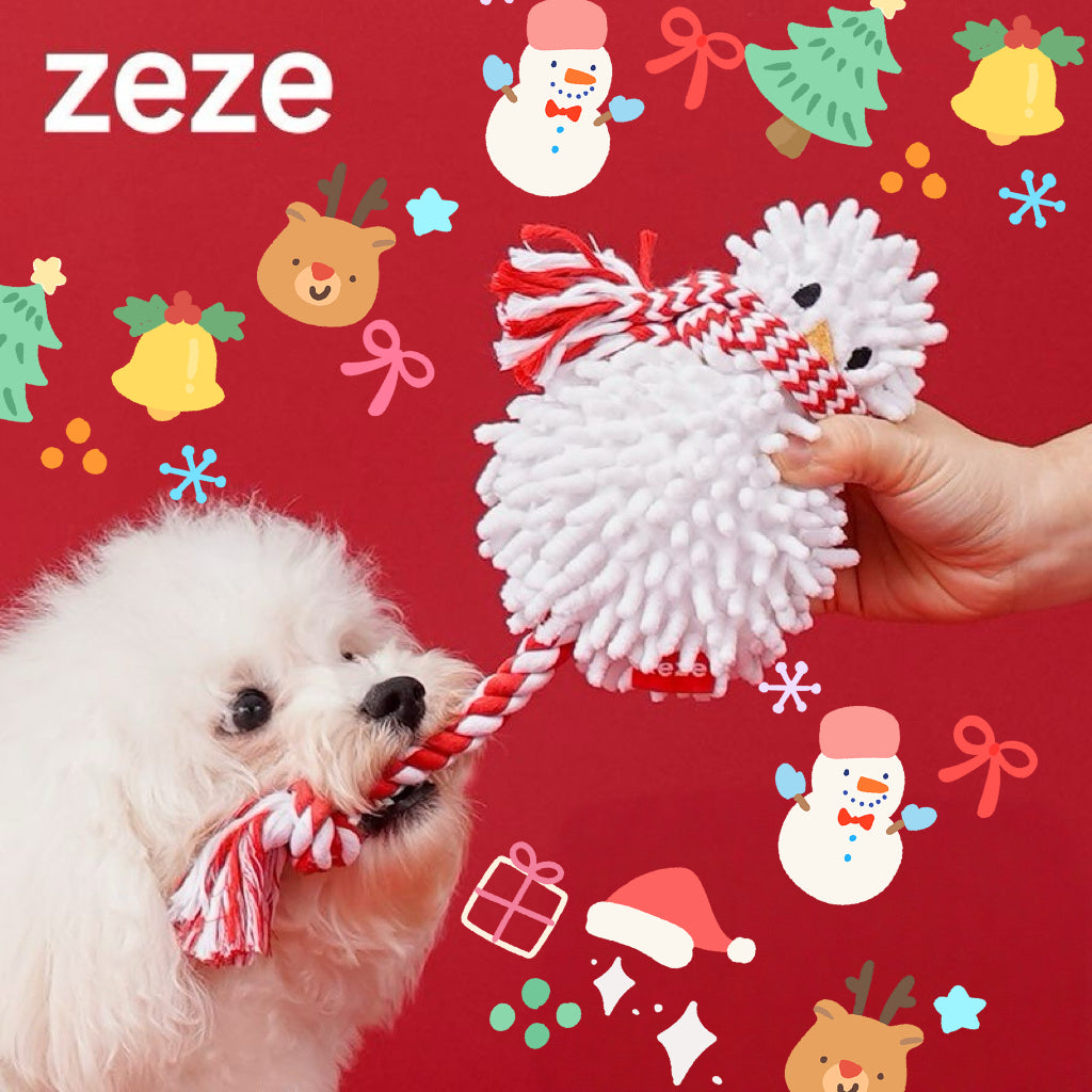 Fluffy Snowman Rope Pet Toy ⛄️ — For Cats & Puppies