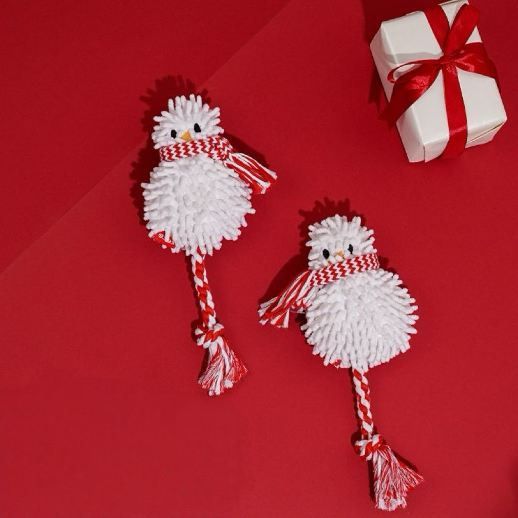 Fluffy Snowman Rope Pet Toy ⛄️ — For Cats & Puppies