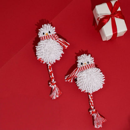 Fluffy Snowman Rope Pet Toy ⛄️ — For Cats & Puppies